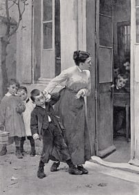 Jean GEOFFROY 1800s Antique Print The School Skipper FRAMED Signed