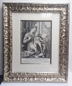 Correggio Madonna of the Basket Engraving late 1600's