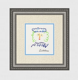 1968 Pablo Picasso Color Lithograph "Man with a Blue Hat" Framed Limited Signed