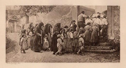 LUIGI NONO Antique Print The Childs Funeral FRAMED SIGNED