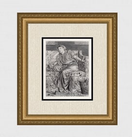 Albert Joseph Moore 1800s Antique Etching "Pansies" Gallery Framed