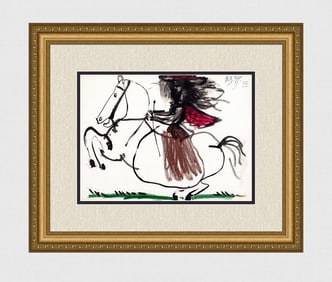 1961 Pablo Picasso "Jacaueline on a Racing Horse" Lithograph FRAMED