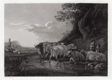 Aelbert Cuyp The Shepherd's Watch engraving signed