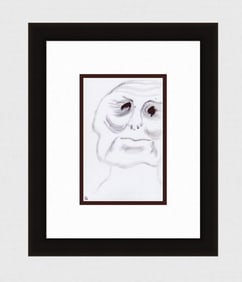 Patrick Mcdowell Original Hand Signed Ink Drawing Faces #25 Framed COA