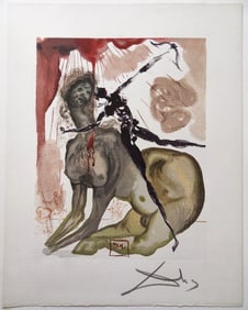 1960 Salvador Dali Minotaur Authentic Woodcut