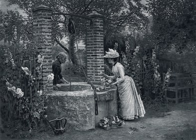 1800s FIRMIN GIRARD Antique Print Well between Properties Framed Signed