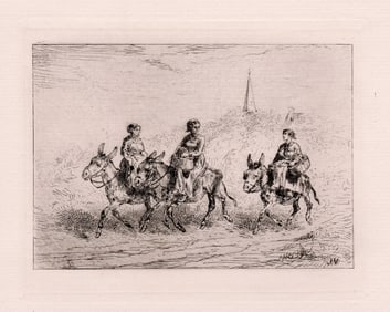 Jules Jacques Veyrassat Asses etching signed