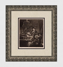 1800s REMBRANDT B281 Etching The Goldweigher Durand SIGNED Framed