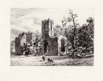 Charles Henri Toussaint Mount Grace Priory etching signed
