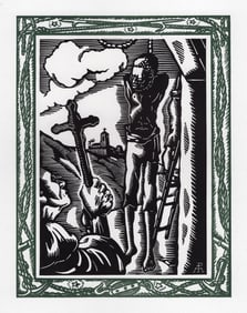 LIMITED 1946 Patrick de Manceau Woodcut Babo is Executed FARMED SIGNED