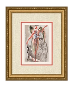 Salvador Dali Barthly Paradise 1960 Woodcut Signed Framed