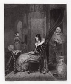 George Clint RA Falstaff and Anne Page(Shakespeare, Merry Wives of Windsor) 1853 engraving