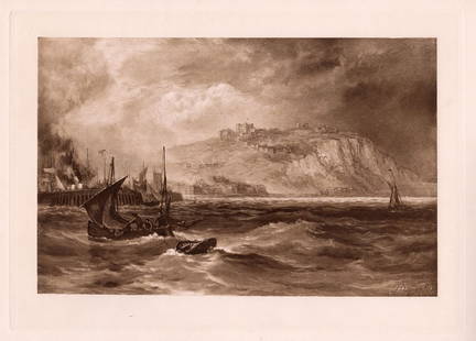 Henry Dawson Dover 1890 Antique print signed: Henry. T. Dawson (British, 1811-1878). Dover. Antique Heliogravure on thick wove paper after the original by Alfred Dawson (British, 1843-1931). 1890. Signed in the plate. Excellent. Image 8 x 11 1/2