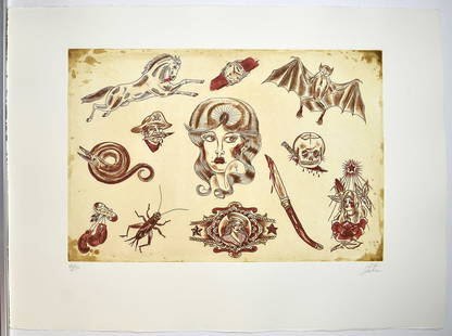 Dr. Lakra Original Color Lithograph Signed and Numbered Ltd. Ed. 50: Dr. Lakra (Jeronimo Lopez Ramirez)(b.1972). Title: Mod. 4. Limited edition aquatint etching on Guarro Paper. Hand signed lower right, numbered from an edition of 50 lower left. Year: 2008. Published b