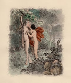 Original 1947 Paul-Emile Becat Nude Limited Lithograph Thirteenth Kiss Framed