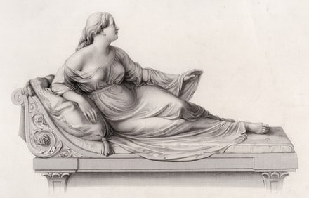 1800s Peter Hollins Engraving The Monument to Mrs. Thompson FRAMED