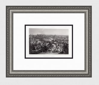 1800s EDWARD ARMITAGE Engravig The Battle of Meeanee SIGNED Framed