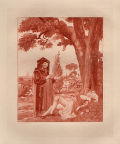 Limited Edmond MALASSIS Engraving The Nun's Lecture SIGNED Framed