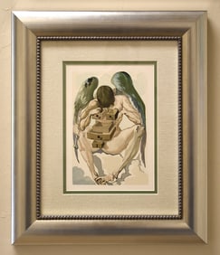 1960 Salvador Dali Fallen Angel Authentic Woodcut