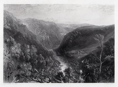 William Turner 1800s Engraving St Mary's Church, Brignall Signed Framed