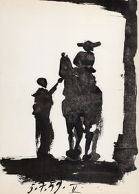 1961 PABLO PICASSO Vintage Lithograph After the Battle FRAMED