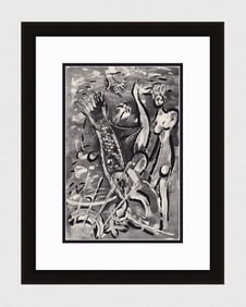 MARC CHAGALL 1960 Antique Biblical Print The Flood Gallery Framed
