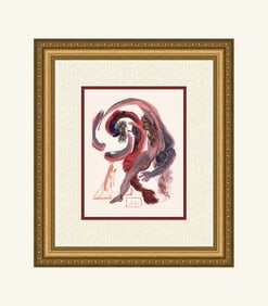 Salvador Dali Accidia 1960 Woodcut Signed Framed