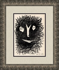 1964 Pablo Picasso Deux Masques II Lithograph Framed Mourlot