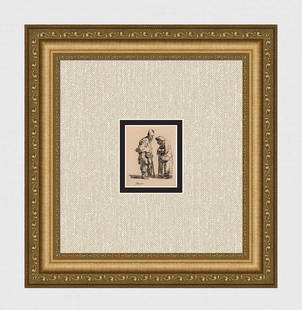 1800s REMBRANDT B164 Etching Beggars Durand SIGNED Framed: After Rembrandt Harmenszoon Van Rijn (1606-1669). Beggar Man and Woman Conversing. Antique hand pulled copper plate etching on laid paper after the original by master etcher Amand Durand (1831 - 1905)