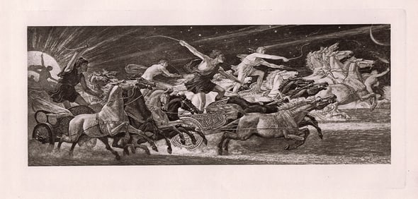 Walter Crane The Chariots of the Hour Antique 1890 Print Framed