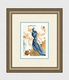 Salvador Dali 1960 Hard Margins Woodcut Signed Framed