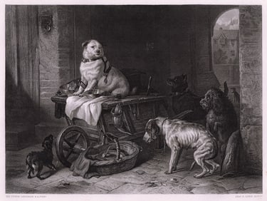 1869 Sir Edwin Henry Landseer Jack in the Office engraving signed