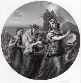 WILHELM HENSEL 1800s Religious Engraving "Miriam" Framed SIGNED