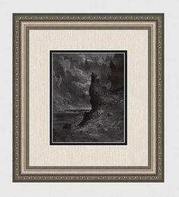 Gustave DORE 1800s Woodcut Battles between Christians & Moors FRAMED Signed