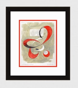 Mathis 1996 Original Gouache Curved Hearts Framed Swiss