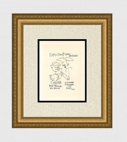Pablo Picasso Antique Exposition Poster "Hispano-Americaine" SIGNED Framed