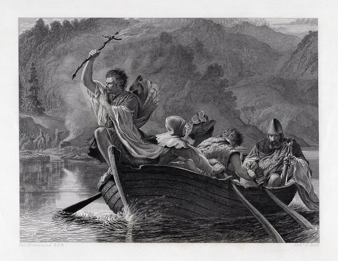 1800s James DRUMMOND Engraving The Cross of Fire FRAMED SIGNED: James Drummond (British 1791-1799). The Cross of Fire. Antique Engraving on wove paper by master engraver Robert Charles Bell (British 1806-1872). Signed in the plate. Year: 1868. Image Size 7 x 9 1/2