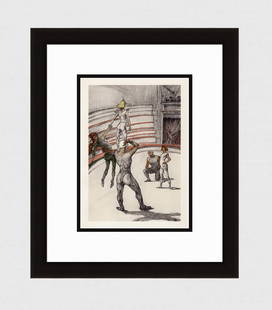 Toulouse Lautrec Color Lithograph Circus Ltd ed: Toulouse Lautrec (French, 1864 - 1901). Circus Acrobats (Travail de Tapis). Color lithograph on wove paper after the original color crayon drawing. 1952. Signed in the plate, lower right. Limited to a