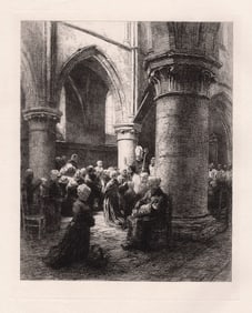 Leon Lhermitte An Episcopal Visit print signed