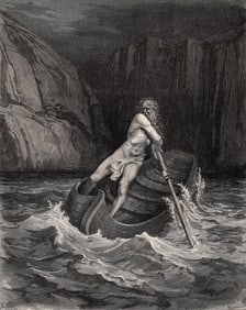 Gustave Dore Charon (Dante's Divine Comedy Enferno) c. 1880 Woodcut