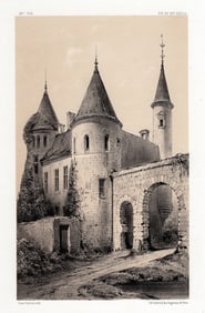 1800s Victor PETIT ORIGINAL Lithograph Chateau Du Vaumissel SIGNED Framed