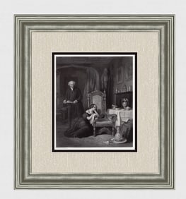 William Allan 1800s Antique Engraving Mourning a Lost Love Framed Signed