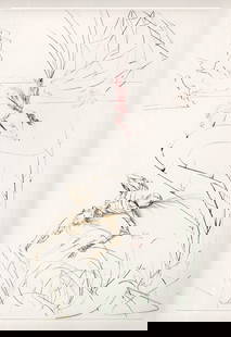 Salvador Dali Tristan Etching Signed Limited Framed: Salvador Dali. Dernier Combat de Tristan (Tristam's Last Fight). Original Color drypoint etching on Arches paper. Year: 1970. Hand Signed in pencil (Monogram) lower right. From the edition of 125. Bli