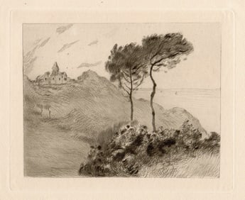 Claude Monet 1800's Etching Church of Varangeville