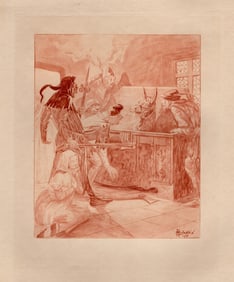 SIGNED Edmond MALASSIS Engraving The Trapped Donkey Framed Limited