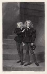John Everett Millais 1800s Antique Print The Princes in the Tower Framed Signed COA