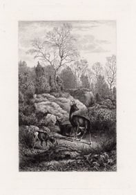 Charles Beyer In the Forest of Fontainbleau (Forest of Heather) 1876 etching signed