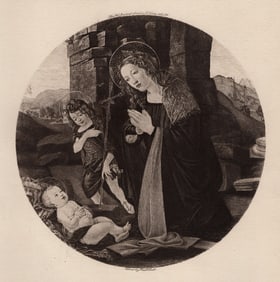 BOTTICELLI Antique Etching MADONNA & CHILD Framed Signed