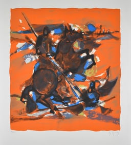 Marcel Mouly Hand signed Lithograph St. George and the Dragon