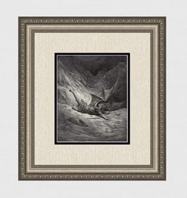 Gustave Dore Satan (Milton's Paradise Lost) c. 1880 Wood Engraving Signed